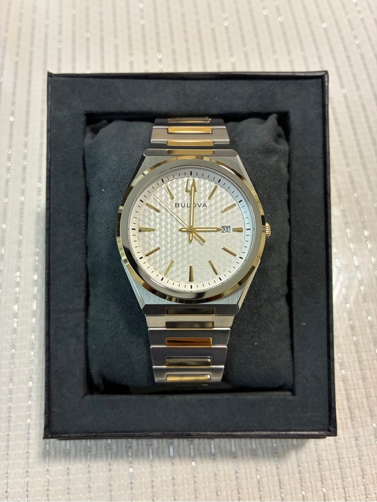 Bulova Other - Bulova Two-Tone Gold and Silver Men's Bracelet Watch with White Dial